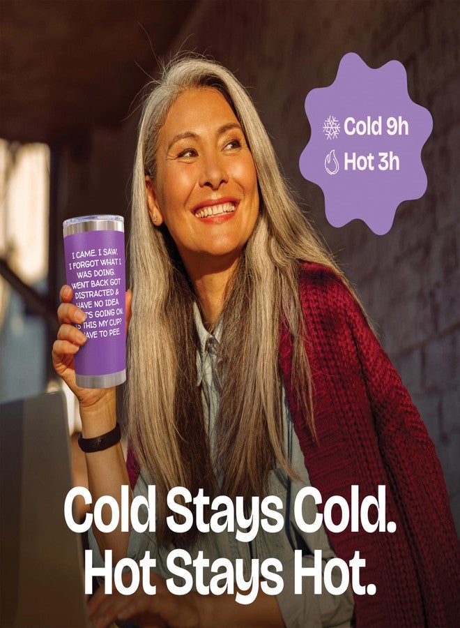 KLUBI Fun Birthday Gifts for Women - I Came I Saw I Forgot Tumbler 20oz Purple Drinking Cups for Elderly Senior Citizen Tumbler I Came I Saw I Forgot Coffee Mug 40 Year Old Gag Gift for Female Her - Image 2
