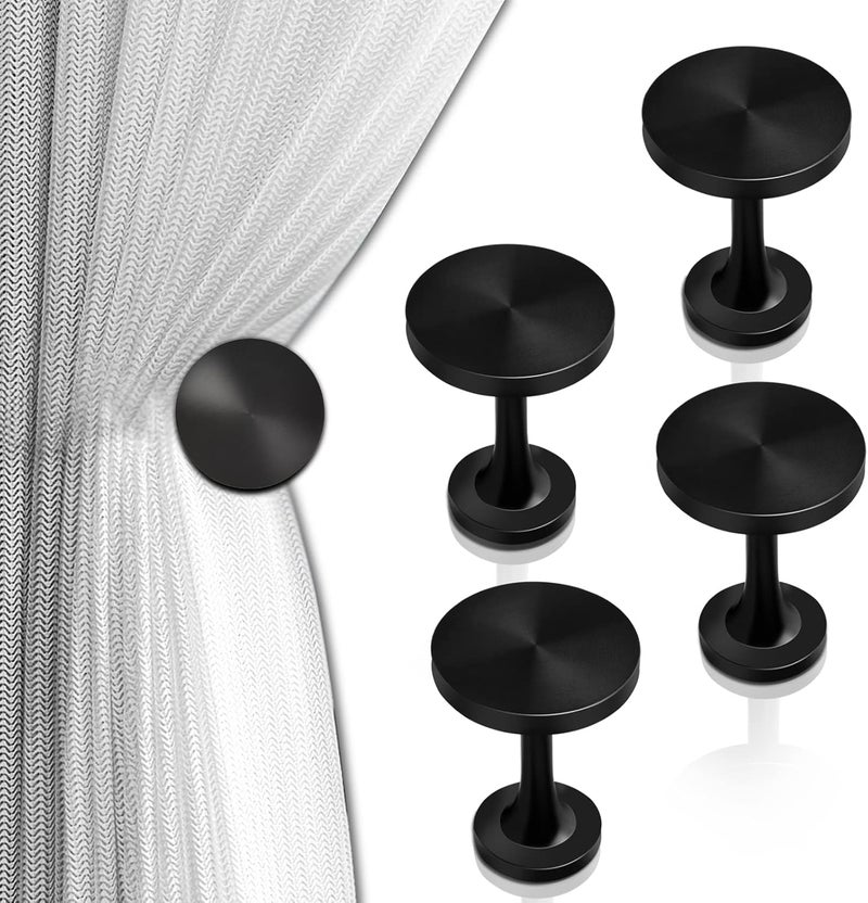 KOLAKO Curtain Tie Backs Hooks, Black Curtain Holdbacks Metal Wall Mounted Decorative Antique Round Medallion Window Drapery Tiebacks Holders, 4 Pack Curtain Hold Backs Pair - Image 1