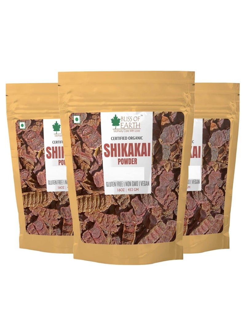 BLISS OF EARTH 100% Pure & Natural Shikakai Powder 453g Acacia Concina Gorgeous hair Naturally Traditional Hair Cleanser and Conditioner Complete Hair Care Pack of 3 - Image 1