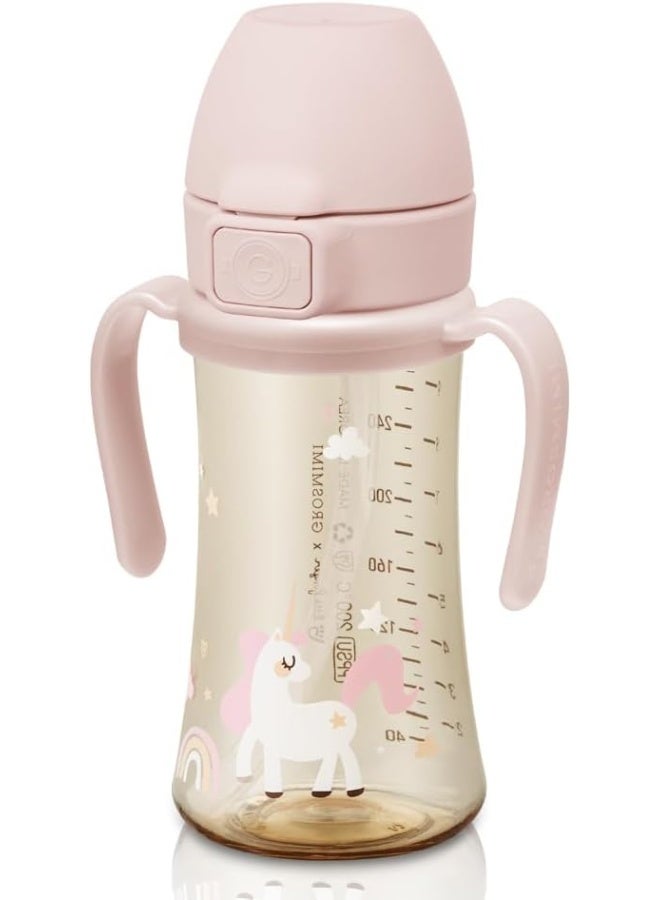 GROSMIMI Flip Top Spill Proof Sippy Cup with Stage 2 Straw for Toddlers, Customizable, PPSU, BPA Free 10 oz (Unicorn) - Image 4
