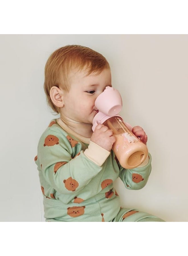 GROSMIMI Flip Top Spill Proof Sippy Cup with Stage 2 Straw for Toddlers, Customizable, PPSU, BPA Free 10 oz (Unicorn) - Image 2