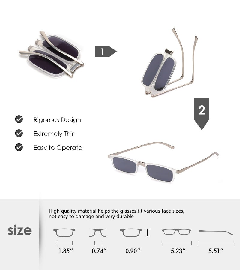 SKYOAK Unbreakable Evolved Folding Reading Sunglasses Women Men Blue Light Blocking Anti UV Eyestrain Foldable Portable Compact Lens Sun Readers Upgraded Metal Case Pocket Computer glasses 2.5 BLACK - Image 2