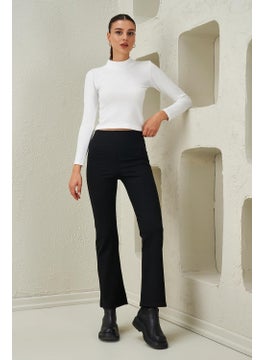 Tena Women's Black Steel Knitted Flare Leg Trousers  - Image 1