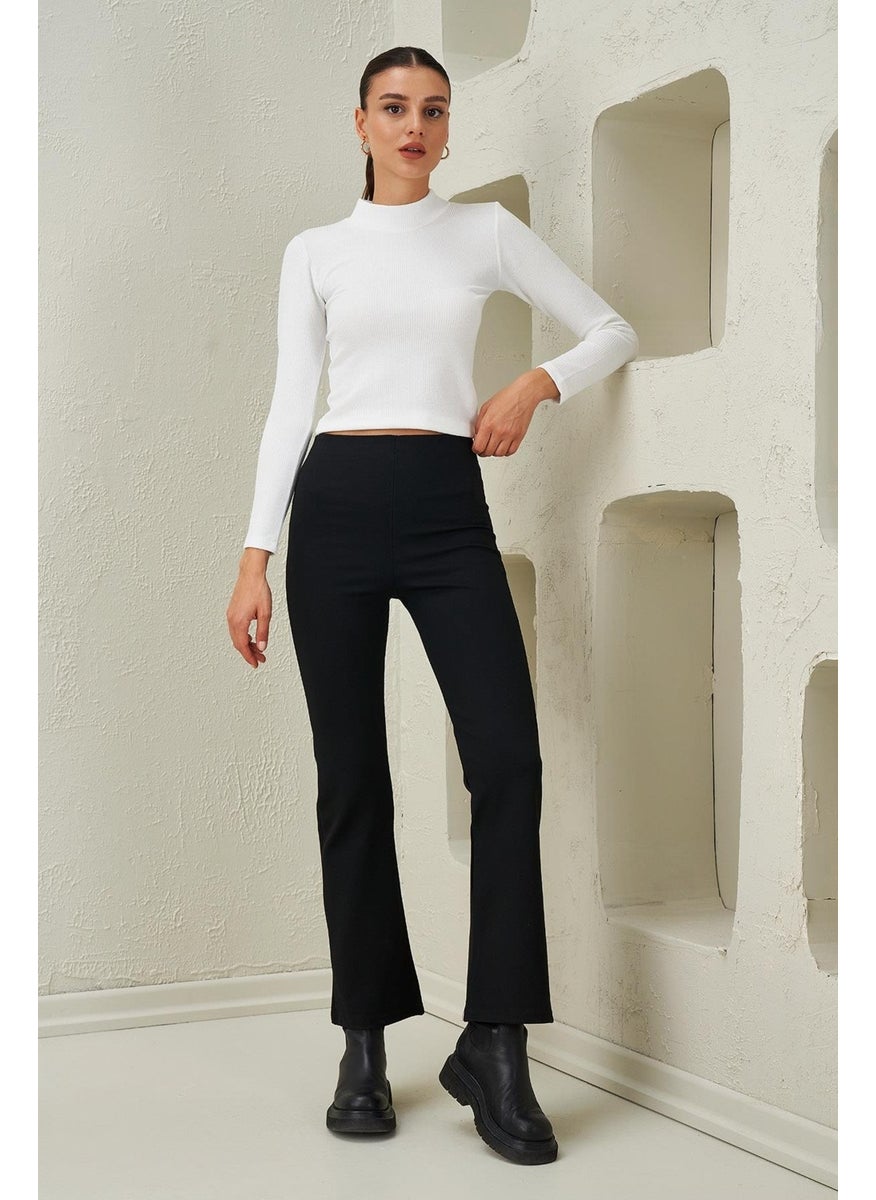 Tena Women's Black Steel Knitted Flare Leg Trousers  - Image 1