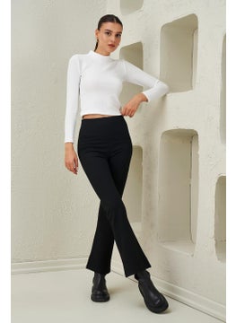 Tena Women's Black Steel Knitted Flare Leg Trousers  - Image 2