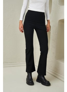 Tena Women's Black Steel Knitted Flare Leg Trousers  - Image 3