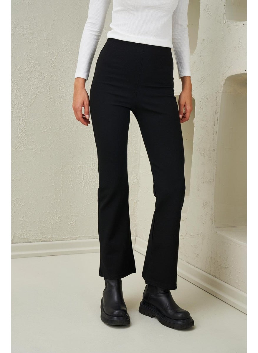 Tena Women's Black Steel Knitted Flare Leg Trousers  - Image 3