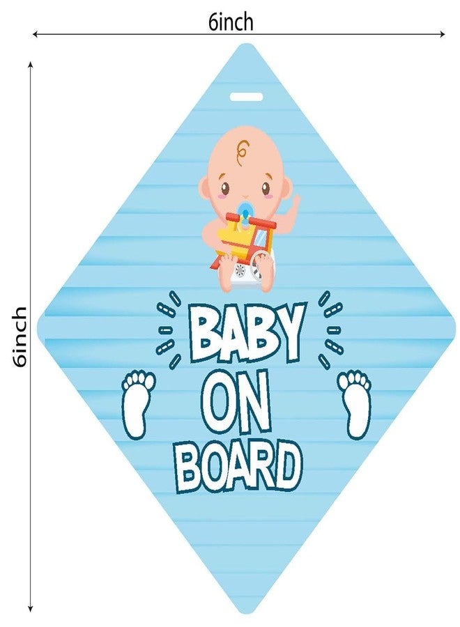 CVANU 2pcs Baby on Board Laminated Kids Safety Vinyl Sticker with 2 Suction Cup for Car Drivers (6inX6in)_R1-7 - Image 4