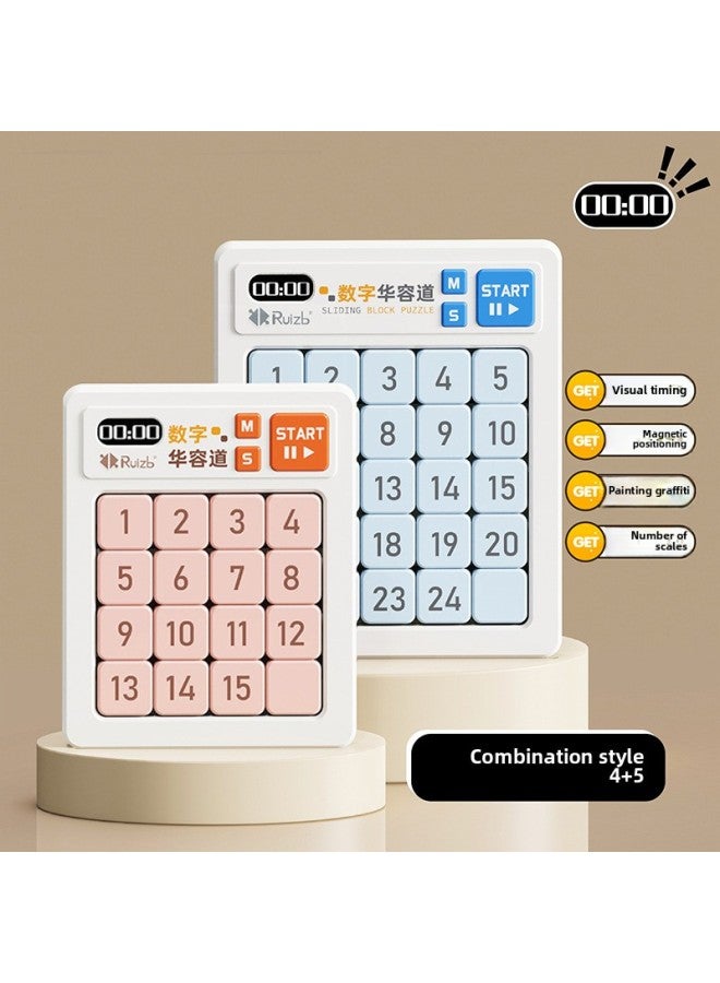 Sudoku Jiugongge Chessboard Children's Beginner-Level Primary School Students Mathematics 5-Year-Old Puzzle Brain Logical Thinking Training Toy-Color:Timed Version Level 4 Pink + Level 5 Blue Comes With Battery + Brush - Image 1