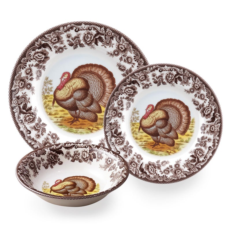Spode Woodland 10.5"" Dinner Plate - Turkey Design  Thanksgiving Tableware - Fine Earthenware  Dishwasher & Microwave Safe  Classic Floral Pattern - Holiday Gift for Hunting Cabin  Lodge  Cottage D?cor - Image 2