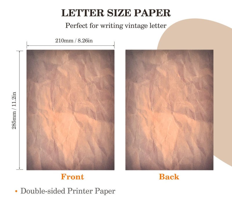 WLXTREE 48 Sheets Antique Paper - Classic Aged Vintage Paper - Old Looking Writing Letter Scrapbook Paper,Decorative Printer Paper for Invitation Art Craft Certificate A4 - Image 2