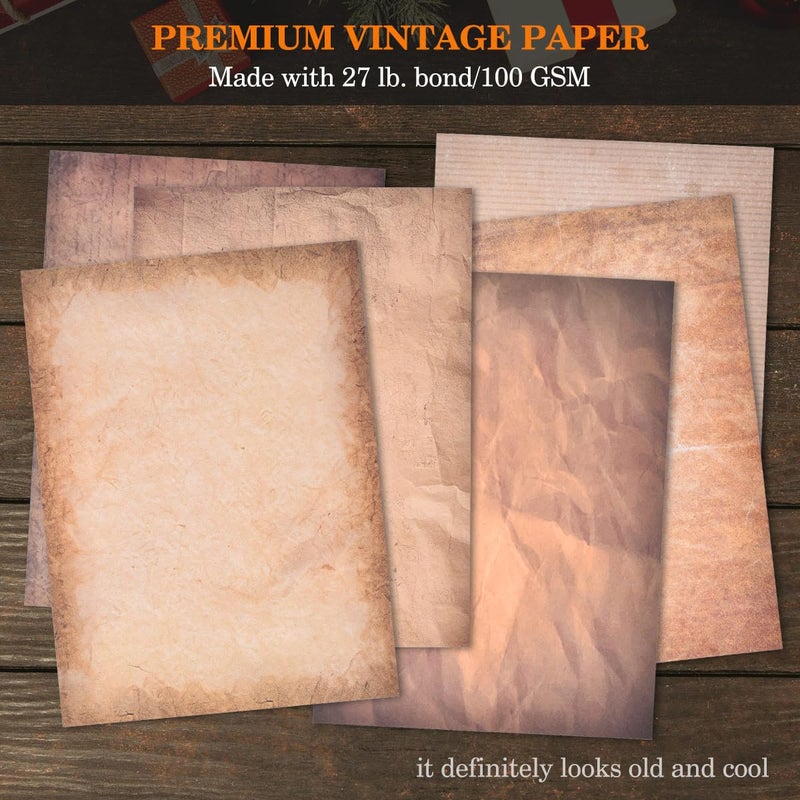 WLXTREE 48 Sheets Antique Paper - Classic Aged Vintage Paper - Old Looking Writing Letter Scrapbook Paper,Decorative Printer Paper for Invitation Art Craft Certificate A4 - Image 4