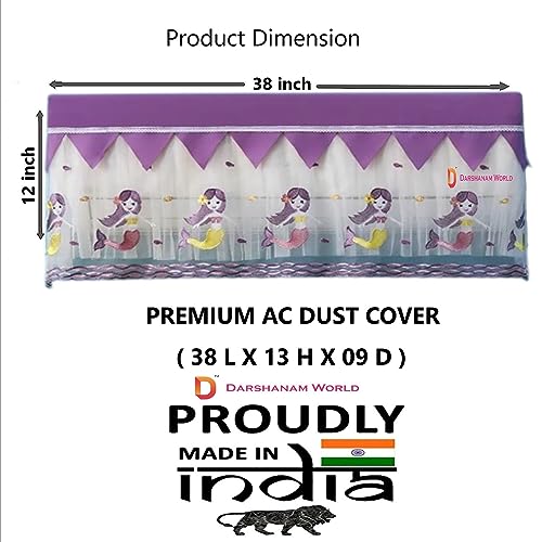 DARSHANAM WORLD Cute Mermaid Printed AC Cover For 1.5 Ton, Premium Work Indoor AC Dust Protection Cover, Folding Adjustable Designer Ac Split Cover (Purple Jalpari 1.5 Ton) - Image 5