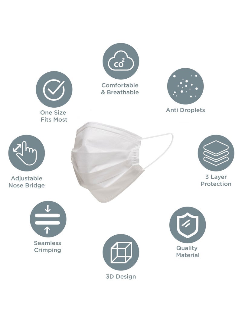 though56 50-Pieces 3 Ply Disposable Face Mask And 100 Pieces Vinyl Gloves For Adults - Image 2