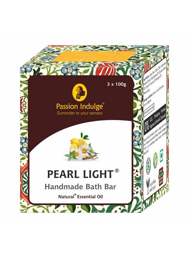 Passion Indulge Natural Pearl Light Handmade Bath Bar with Lemon Chamomile Essential Oil Manjistha Soap | Pack of 3 | All Skin Types | Glycerine | Aloe Vera | Paraben & Sulphate Free | Vegan | Peta Certified - Image 1