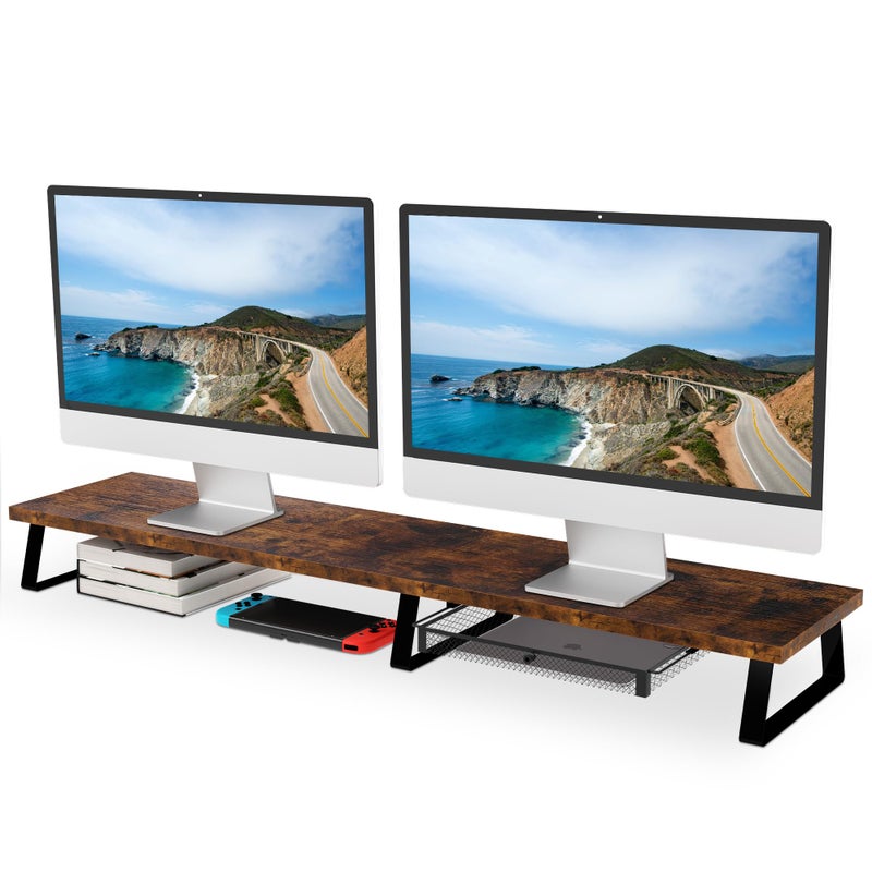 Aothia Aothia Dual Monitor Stand Riser  Metal Leg Monitor Stand with Drawer Desk Shelf for PC Laptop  Screen Vintage 