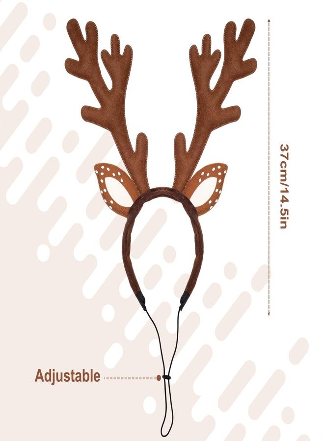 Sdfvsdg Dog Cat Christmas Reindeer Antlers Headband Pet Deer Costume Hat Classic Adjustable Elk Hat Headwear Cospaly Costumes Accessories - Image 2