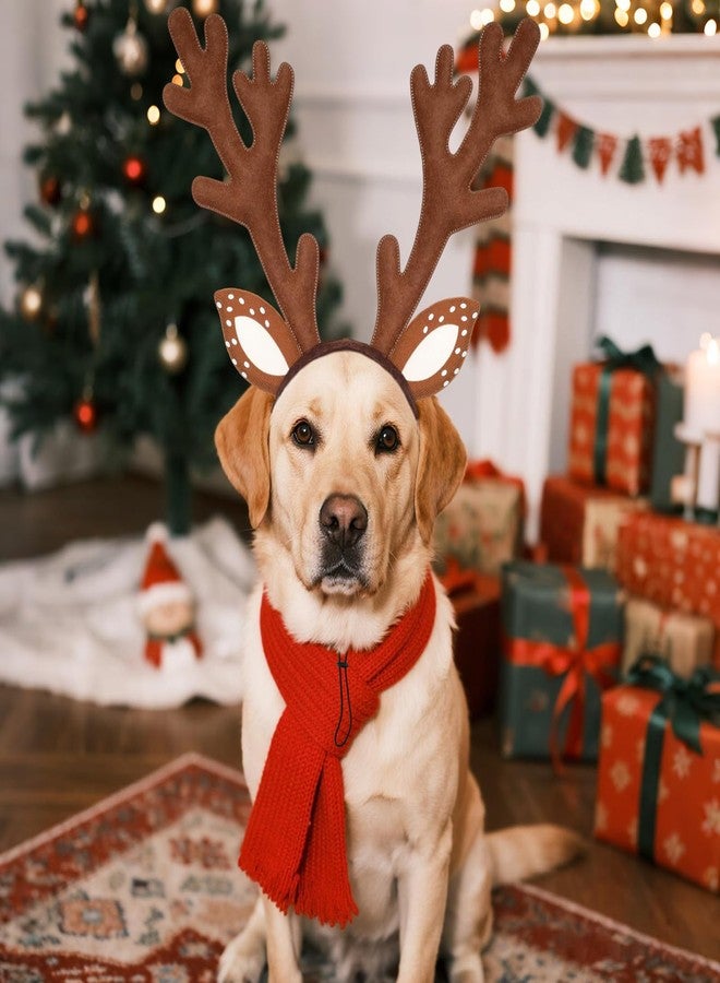 Sdfvsdg Dog Cat Christmas Reindeer Antlers Headband Pet Deer Costume Hat Classic Adjustable Elk Hat Headwear Cospaly Costumes Accessories - Image 5
