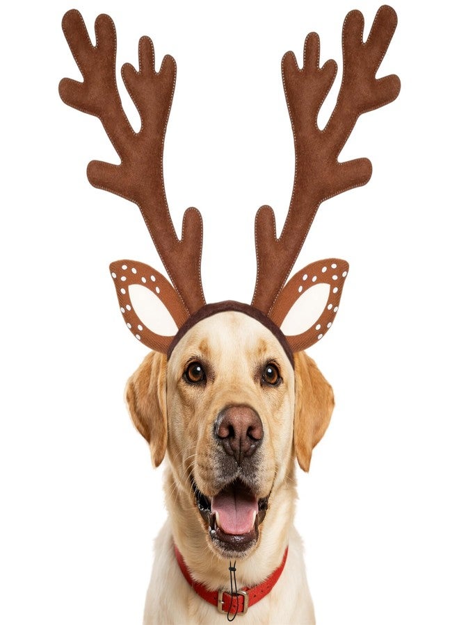 Sdfvsdg Dog Cat Christmas Reindeer Antlers Headband Pet Deer Costume Hat Classic Adjustable Elk Hat Headwear Cospaly Costumes Accessories - Image 1