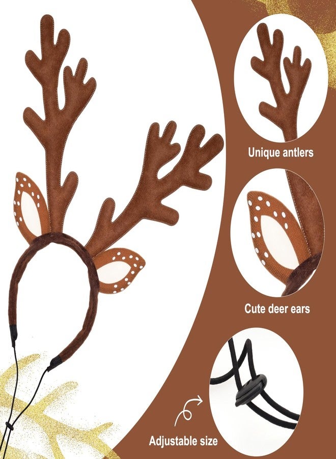 Sdfvsdg Dog Cat Christmas Reindeer Antlers Headband Pet Deer Costume Hat Classic Adjustable Elk Hat Headwear Cospaly Costumes Accessories - Image 4