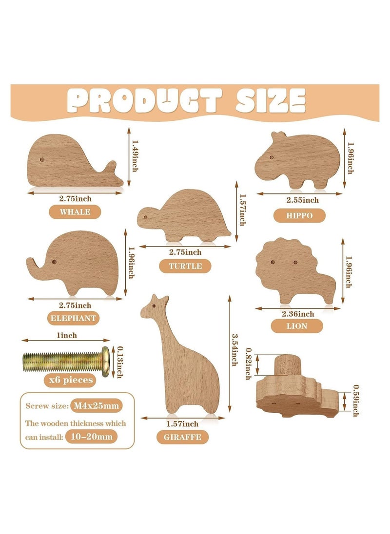 Generic - Wooden Animal Cabinet Knobs, Wardrobe Door Knobs Decorative Wood Dresser Knobs with Screws Cute Animal Cupboard Handles Knobs for Furniture Cabinets Drawers Wardrobes - Image 1