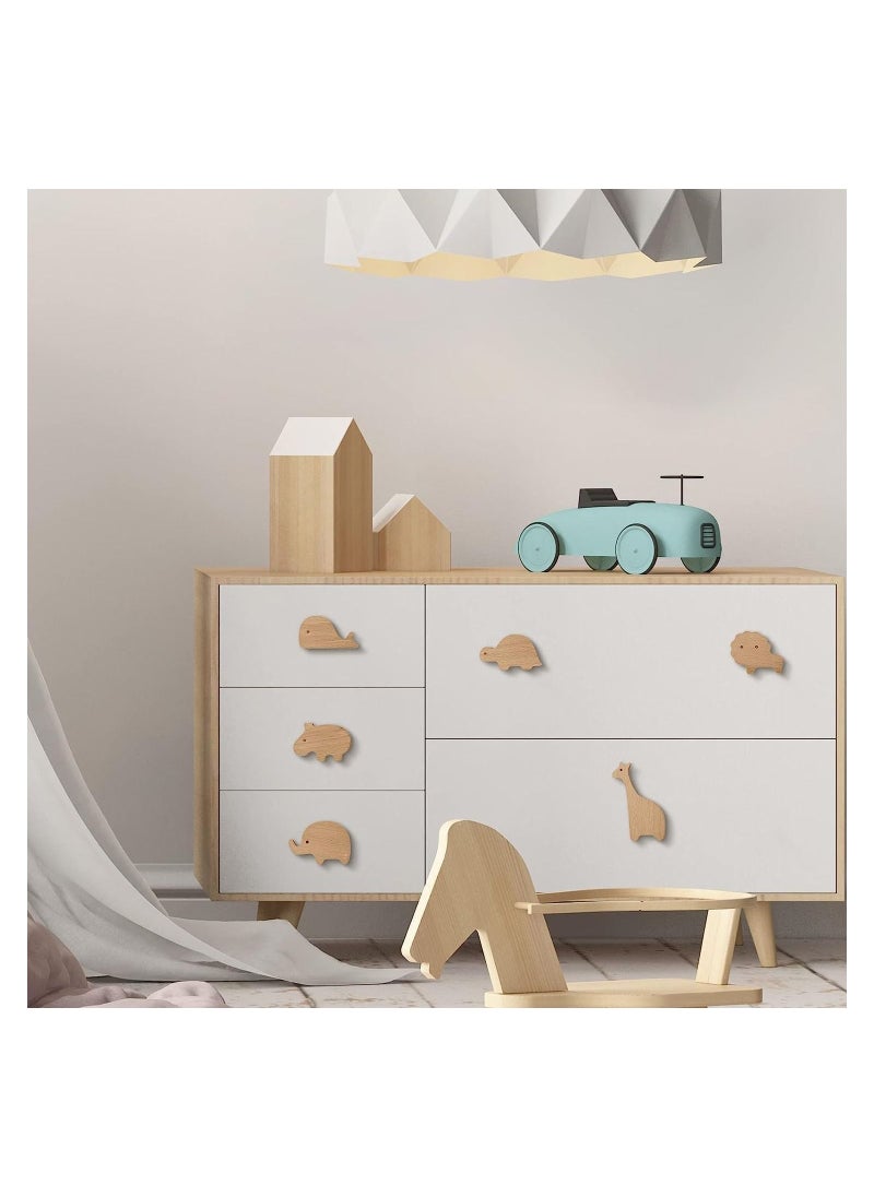 Generic - Wooden Animal Cabinet Knobs, Wardrobe Door Knobs Decorative Wood Dresser Knobs with Screws Cute Animal Cupboard Handles Knobs for Furniture Cabinets Drawers Wardrobes - Image 1