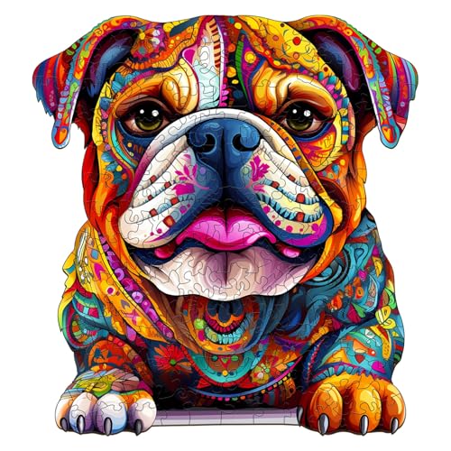 Artipuz Wooden Puzzles for Adults Bulldog Wooden Puzzle Unique Shape Dog Wood Jigsaw Puzzle for Adults Wood Puzzles Adult Gifts for Family Wall Art Home Decor 110pcs 83 76in S - Image 1