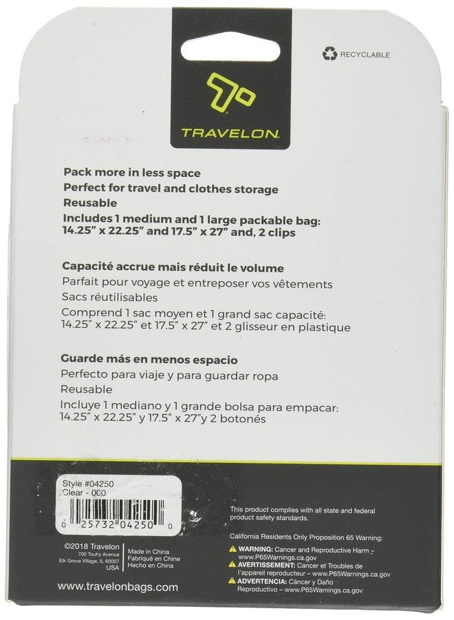 Travelon Set of 2 Compression Packing Bags, Clear, 1 Medium/1Large - Image 2
