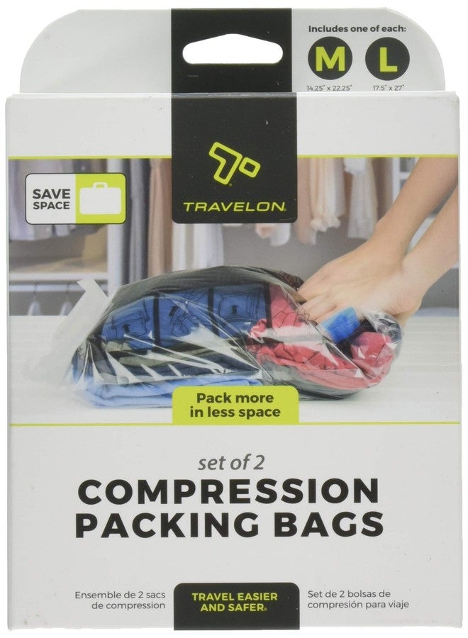 Travelon Set of 2 Compression Packing Bags, Clear, 1 Medium/1Large - Image 1