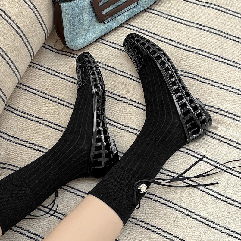 South Korea Jelly Shoes Shallow Mouth Shoes Crystal Pvc Outdoor Casual Square Head Sandals And Slippers Lazy Slip-On Dancing Shoes - Image 3