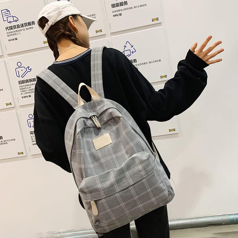 cheekyglo Light Academia Aesthetic Backpack, Plaid Preppy Backpack, Sage Green Backpack, Plaid Backpacks for Girls Aesthetic (Pink) Pink - Image 2