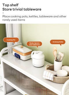 Sharpdo Kitchen Storage Cabinet, Standing Bakers Rack for Kitchen Storage,  with Flip Door, Metal Shelves with Pegboard for Kitchen Pantry Home, Hutch, Home, Office, Pantry, Garage, White  - Image 3
