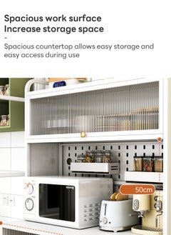 Sharpdo Kitchen Storage Cabinet, Standing Bakers Rack for Kitchen Storage,  with Flip Door, Metal Shelves with Pegboard for Kitchen Pantry Home, Hutch, Home, Office, Pantry, Garage, White  - Image 5