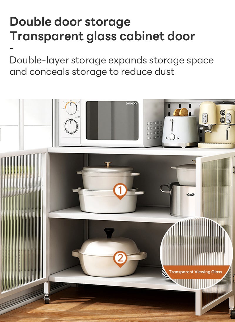 Sharpdo Kitchen Storage Cabinet, Standing Bakers Rack for Kitchen Storage,  with Flip Door, Metal Shelves with Pegboard for Kitchen Pantry Home, Hutch, Home, Office, Pantry, Garage, White  - Image 4