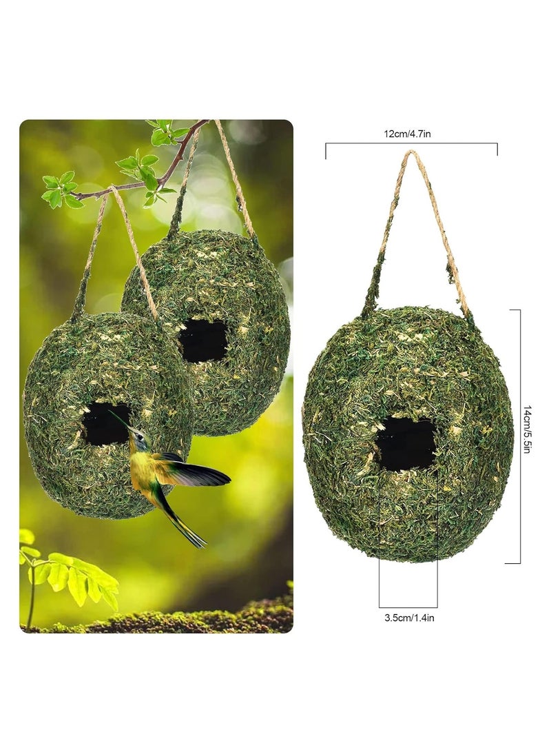 KASTWAVE Bird Nest,  2 Pcs Hand Woven Hanging Hummingbird House, Humming Bird Houses for Outdoor Hanging, Natural Grass Bird Hut, Outside Roosting Pocket Nest Provides Shelter, for Finch and Canary - Image 5