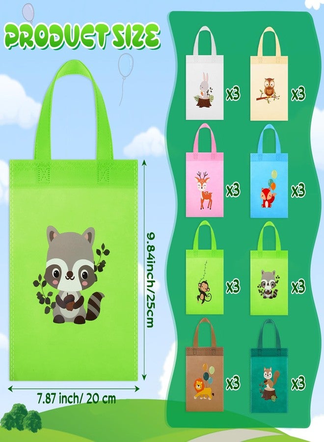 Faccito 24 Pcs Woodland Animal Gift Bags Forest Animal Birthday Gift Bag Jungle Candy Goodie Treat Bag Favor Bag Non Woven Bag for Kid Birthday Party Decor School Supplies - Image 2