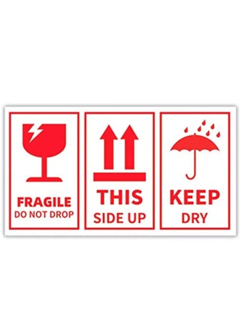 250 Fragile Label Stickers for Safe Shipping, Red Fragile Do Not Drop This Side Up Warning Stickers Label (Style C - 5 x 9cm)