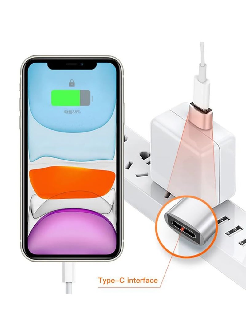 USB Type-C Charger Adapter ，USB type C Female USB to male USB Adapter Cables (1 Pack，Silver)  - Image 2