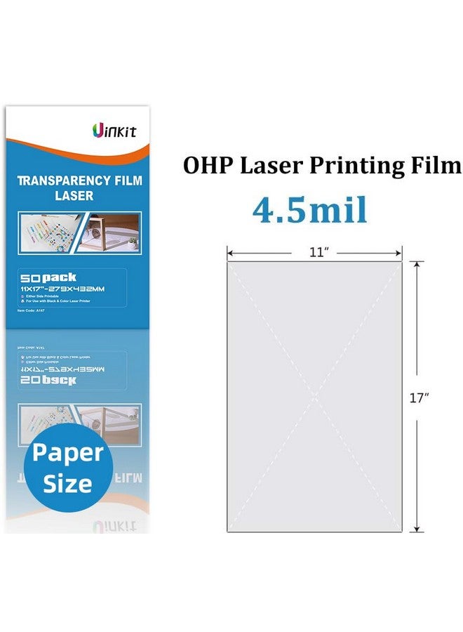 Uinkit Uinkit 11x17 Laser Transparency Film OHP 50 Pack Acetate Sheets Clear Overhead Projector Laserjet Film for Color Laser Jet Printer and Copier A3 Menu Size 11 x 17 50 Pack Uinkit  - Image 2