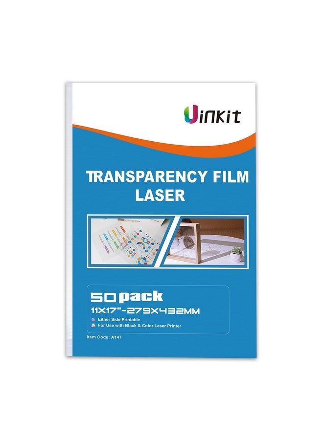 Uinkit Uinkit 11x17 Laser Transparency Film OHP 50 Pack Acetate Sheets Clear Overhead Projector Laserjet Film for Color Laser Jet Printer and Copier A3 Menu Size 11 x 17 50 Pack Uinkit  - Image 1