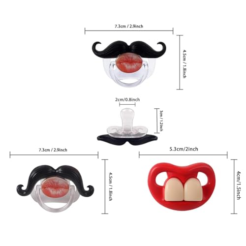 SOLIFEGOBLE Funny Pacifiers for Babies,Newborn Pacifier,Funny Pcifiers for 0-6-12-18 Months, Mustache Pacifier,Teeth Binky,Gift Pacifiers for Boys and Girls (Colors-04) - Image 2