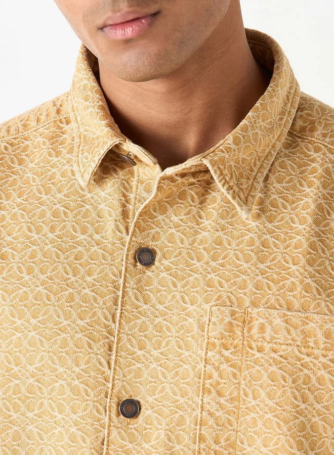 Lee Cooper Lee Cooper Textured Relaxed Fit Shirt with Short Sleeves