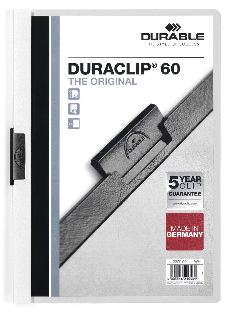 Durable Clip Folder A4 | Heavy-Duty Plastic File Folder with 60-Sheet Capacity, Transparent Front & Coloured Back, Steel Clip for Safe A4 Document Storage, 5-Year Clip Warranty — DURACLIP® - Image 1