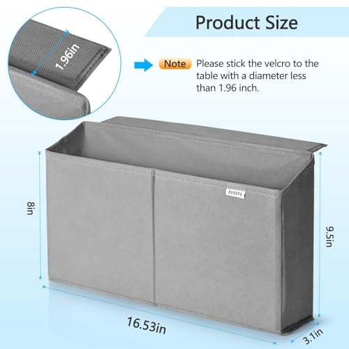 BYXEPA Desk Storage Bag Table Storage Organizer For Computer Gaming Desk Dorm Study Work Table Grey - Image 3