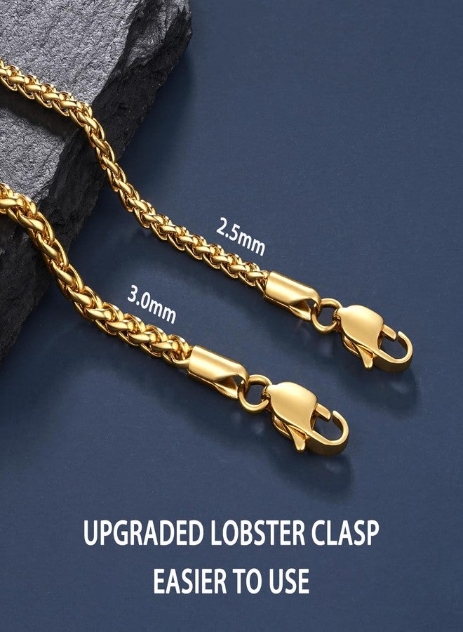 Jewlpire Gold Chain Necklace for Men, 3mm Wheat Chain Necklace, 14k Plated Gold Chain for Men and Women, Mens Chain Necklace 20 Inch - Image 3
