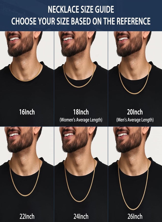 Jewlpire Gold Chain Necklace for Men, 3mm Wheat Chain Necklace, 14k Plated Gold Chain for Men and Women, Mens Chain Necklace 20 Inch - Image 4