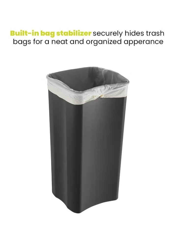 EKO Stainless Steel Square Step Trash Bin | Soft Close Lid | Fingerprint Resistant | Stay Open Pedal Bin | Bathroom Kitchen Office Waste Bin | 9L | Gold - Image 5