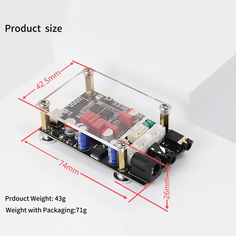 Portable Lossless BT 5.1 USB Decoding Board QCC5125 APTX LDAC Onboard Antenna with Acrylic Case Fine Quality Clear Sound Decoding Board - Image 3