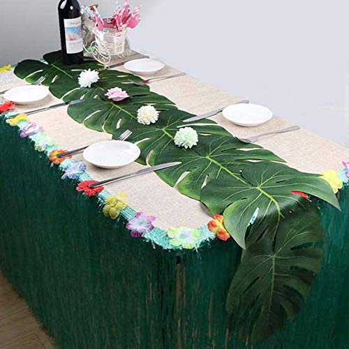 LDCREEE 36Pcs Artificial Tropical Palm Leaves Large Size Bonus 2 Sheets/40pcs Dot Glues,Fake Faux Palm Leaves Hawaiian Party Jungle Beach Theme Decorations Table Leave Accessories Decors （36 Large Leaves） - Image 3