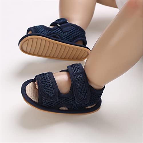 RVROVIC Baby Boys Girls Sandals Premium Infant Summer Outdoor Shoes PU Lightweight Soft Anti-Slip Sole Toddler Prewalker(6-12 Months Infant,A1-Dark Blue) - Image 2